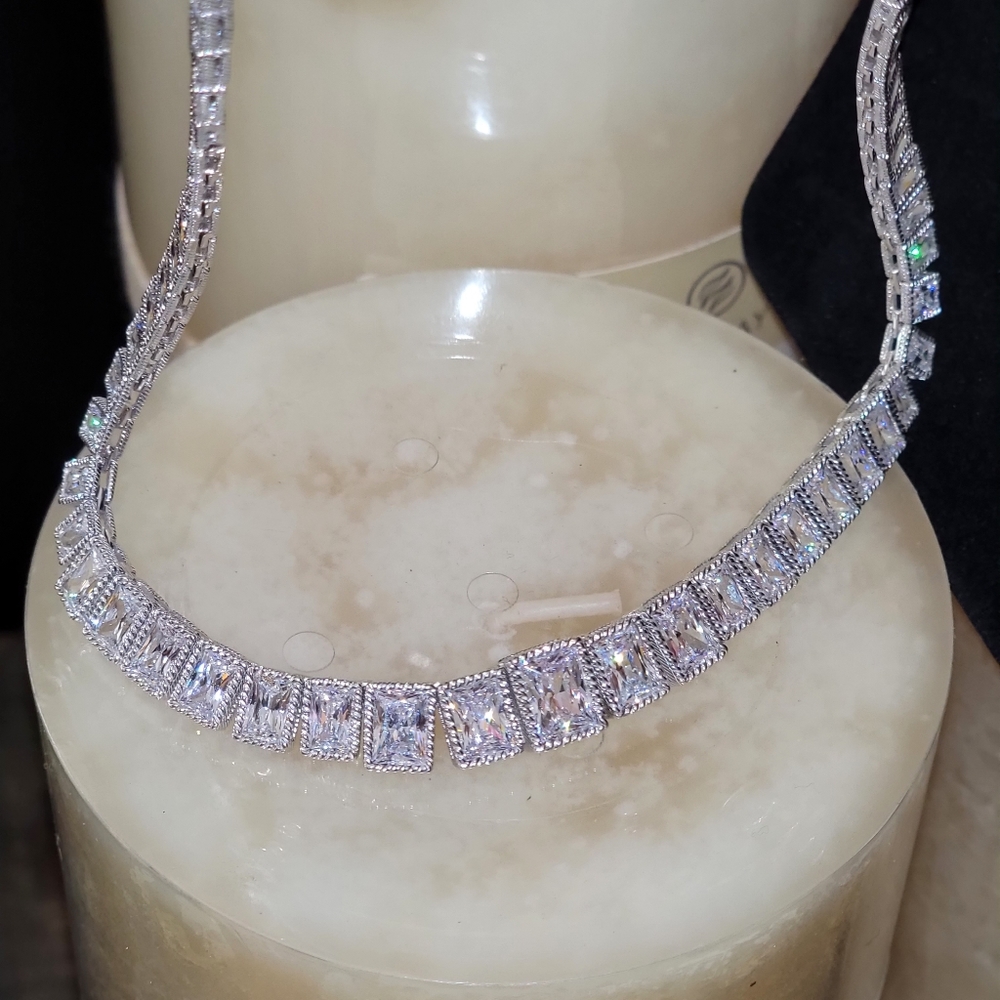 Judith ripka sterling Tennis Statement necklace